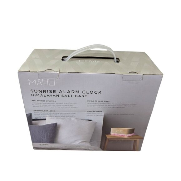 Mahli Himalayan Salt Base Wood Design LED Digital USB Power Sunrise Alarm Clock - Picture 2 of 5